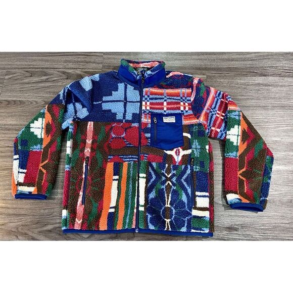 Polo Country Ralph Lauren Aztec Patchwork Pile Fleece Jacket Size Medium M New - Picture 1 of 4
